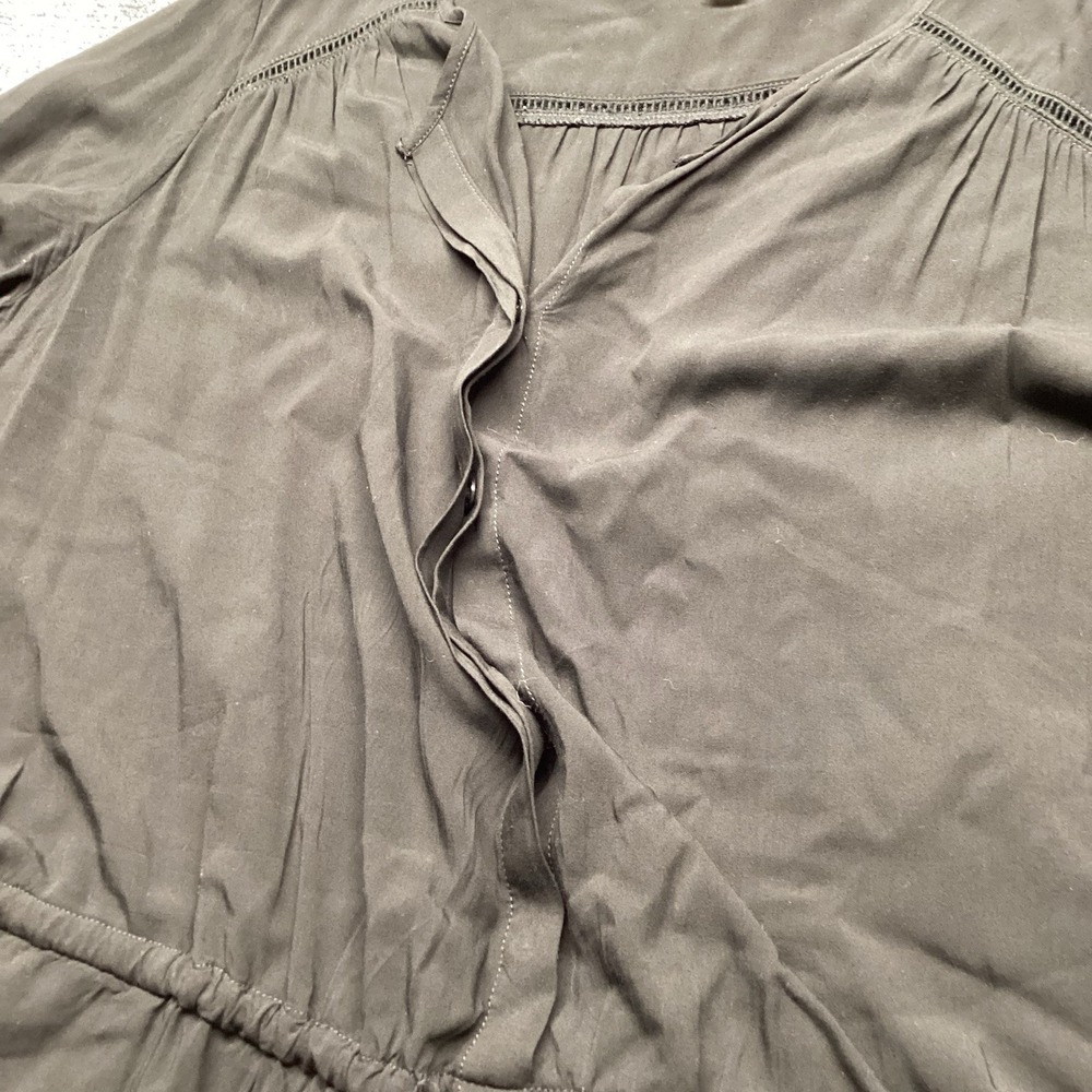 GAP Womens XL Black Romper Long Sleeve Rayon Drawstring Jumpsuit Side Pockets - Picture 8 of 10